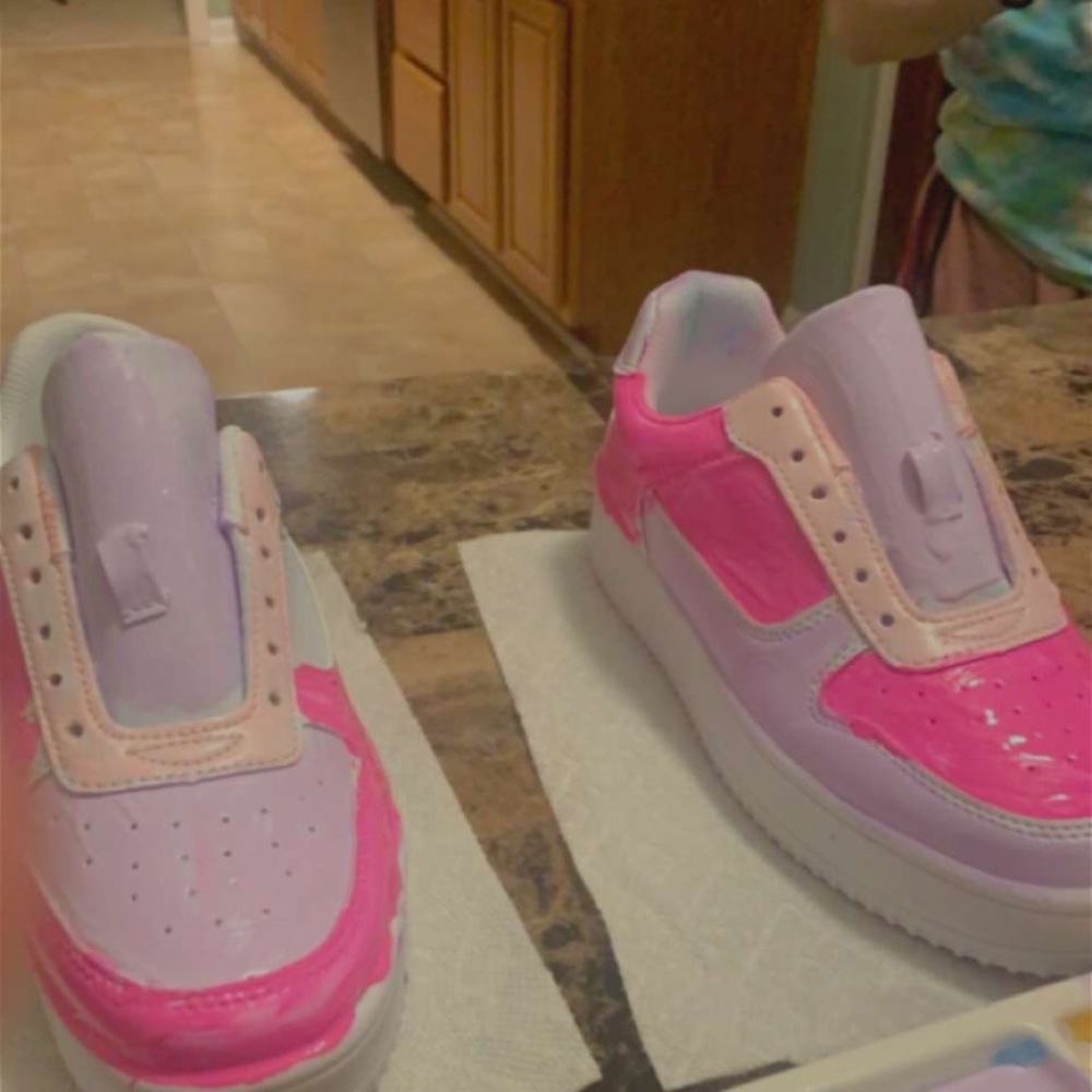 custom pink purple shoes size 8